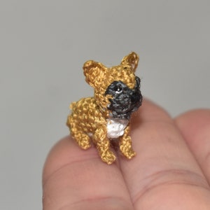 Handgemachte Miniatur Französische Bulldogge Miniatur Hund winzige häkeln Micro Hund Miniatur Welpe Mops Amigurumi Puppenhaus Haustier Puppe Spielzeug Hund Geschenk