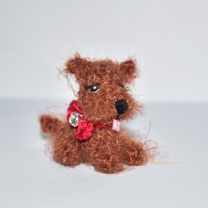 Miniature Crochet Puppy - Mini Fluffy Dog - Small Stuffed Dog - Miniature Dollhouse Pet Toy - Soft Puppy Figurine - Amigurumi Dog Lover Gift
