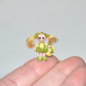 Dollhouse Doll 0.8&quot; Extremely Micro Girl Crochet Miniature Halloween Doll Extremely Micro Witch Girl Handmade Gift