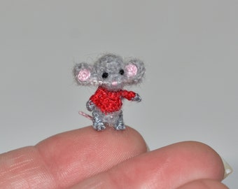 Tiny Miniature Mouse - Artist Doll Crochet Dollhouse Micro Mouse Dolls Toy Amigurumi Mouse Small Stuffed Toy