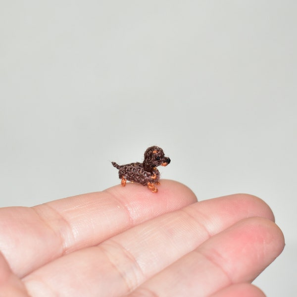 Extremely Micro Dachshund Miniature Dachshund Sausage Dog Black and Brown Dachshund Miniature Tiny Micro Pet Dog Lover Gift Idea 0.59"