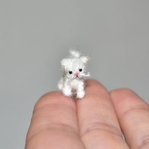 Movable Micro Crochet Cat Miniature Kitty Crochet Cat Toy Dollhouse Toy Handmade Artist Bear Cat Lover Gift Idea Amigurumi