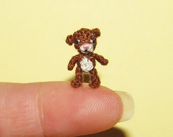 Cute Micro Bear 0.6" Crochet Mini Teddy Bear Toy Dollhouse Teddy Bear Dolls Toy - Miniature Artist Bear Small Stuffed Teddy Bear Lover Gift