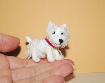Miniature Westie dog - West Highland White Terrier small dog figure amigurumi dog stuffed toy miniature Crochet dog portrait dog lover gift