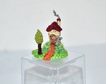 Miniature Cottage Crochet Miniature Fairy House Extremely Micro Bear 0.3" Crochet Gift For Her