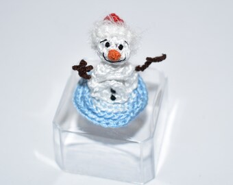 Cute Snowman House Crochet Miniature Christmas House Extremely Micro Gnome 0.4"
