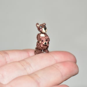 Miniature Crochet Kangaroo -  Gift Kangaroo Artist Miniature Ooak Kangaroo Animal Lovers Gift