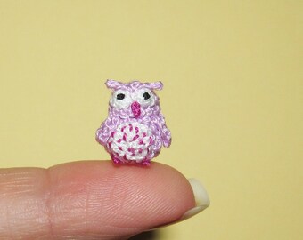 Beautiful Tiny Owl - Miniature Owl - Crochet Micro Owl - Dollhouse Owl Sweet cute Owl Unique gift idea Owl lovers Collectible owl micro toy