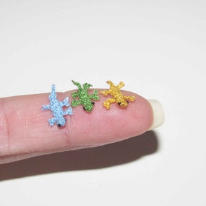 Extremely Micro Gecko - Tiny Crochet Lizard Miniature Terrarium Animals Miniature Reptile Dollhouse Terrarium Doll House Animal Toys