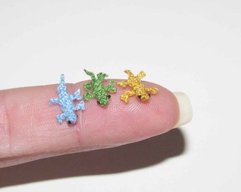 Extremely Micro Gecko - Tiny Crochet Lizard Miniature Terrarium Animals Miniature Reptile Dollhouse Terrarium Doll House Animal Toys