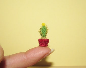 Miniature Cactus Dollhouse Pianta succulenta miniatura uncinetto micro fiore di cactus Decorazione floreale della casa delle bambole Decorazione della casa delle bambole 0,8 pollici