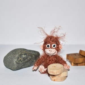 Miniature Monkey - Dollhouse Monkey Stuffed Animal Crochet Doll Toy Handmade Doll House baby monkey  Animal Amigurumi