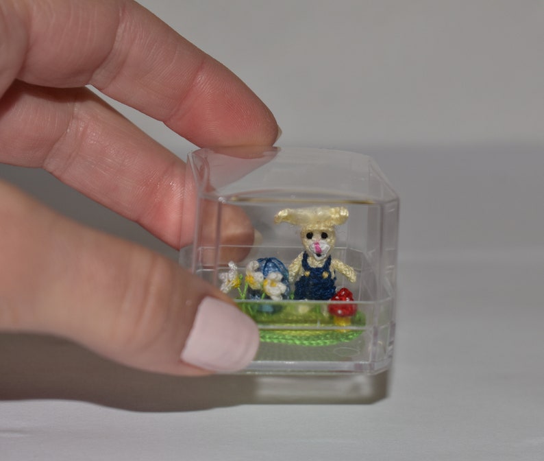 Miniatur Osterhase Miniatur Hase Puppenhaus Hase Osterminiaturen Hase, Ei Kleines Kaninchen Puppenspielzeug Bild 2