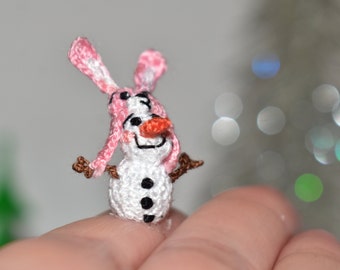 Miniature Crochet Snowman - Christmas Tree Snowman Ornament - Stuffed Christmas Snowman Dollhouse Christmas Toy