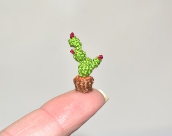 Handmade Succulent plant miniature crochet micro cactus flower Dollhouse flower decoration Doll house decor 1 inch