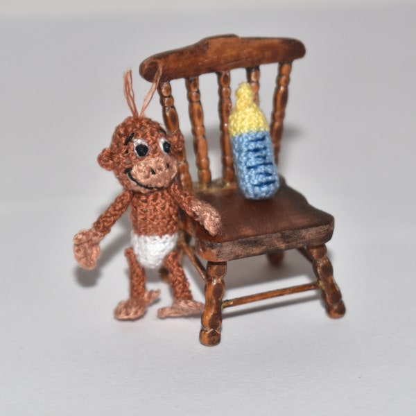 Miniature Baby Monkey - Dollhouse Crochet Miniature Animal Toy Small Dollhouse Monkey Stuffed Animal Toy
