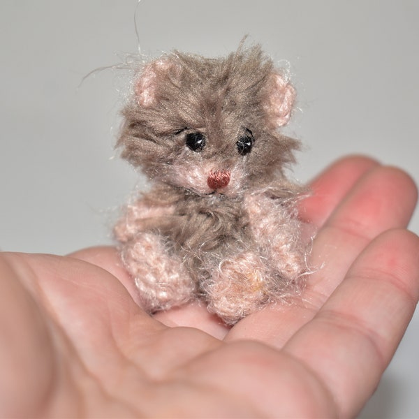 Miniature Fluffy Bear - Artist Stuffed Teddy Bear Toy - Small Soft Bear Gift 2"