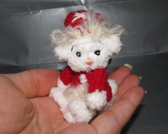 Cute Fluffy Teddy Bear - Crochet Bear Christmas Teddy Bear Small Collectible Teddy Bear Small Stuffed Bear Toy Christmas Teddy Bear Ornament