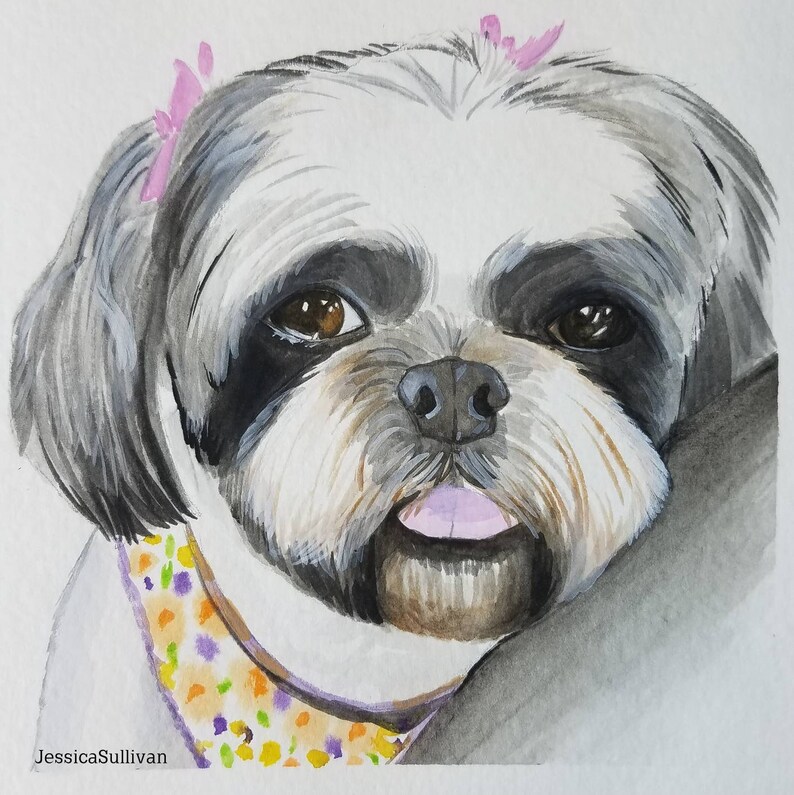 Pet portrait watercolor custom pet portrait from photo pet memorial art cat memorial gift Watercolor Custom Cat Portrait from Photo