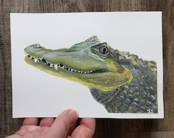 Alligator Watercolor, Alligator Art, Reptile Lover Gift, Alligator Painting, Reptile Gift Kids, Birthday Gift for Dad from Son