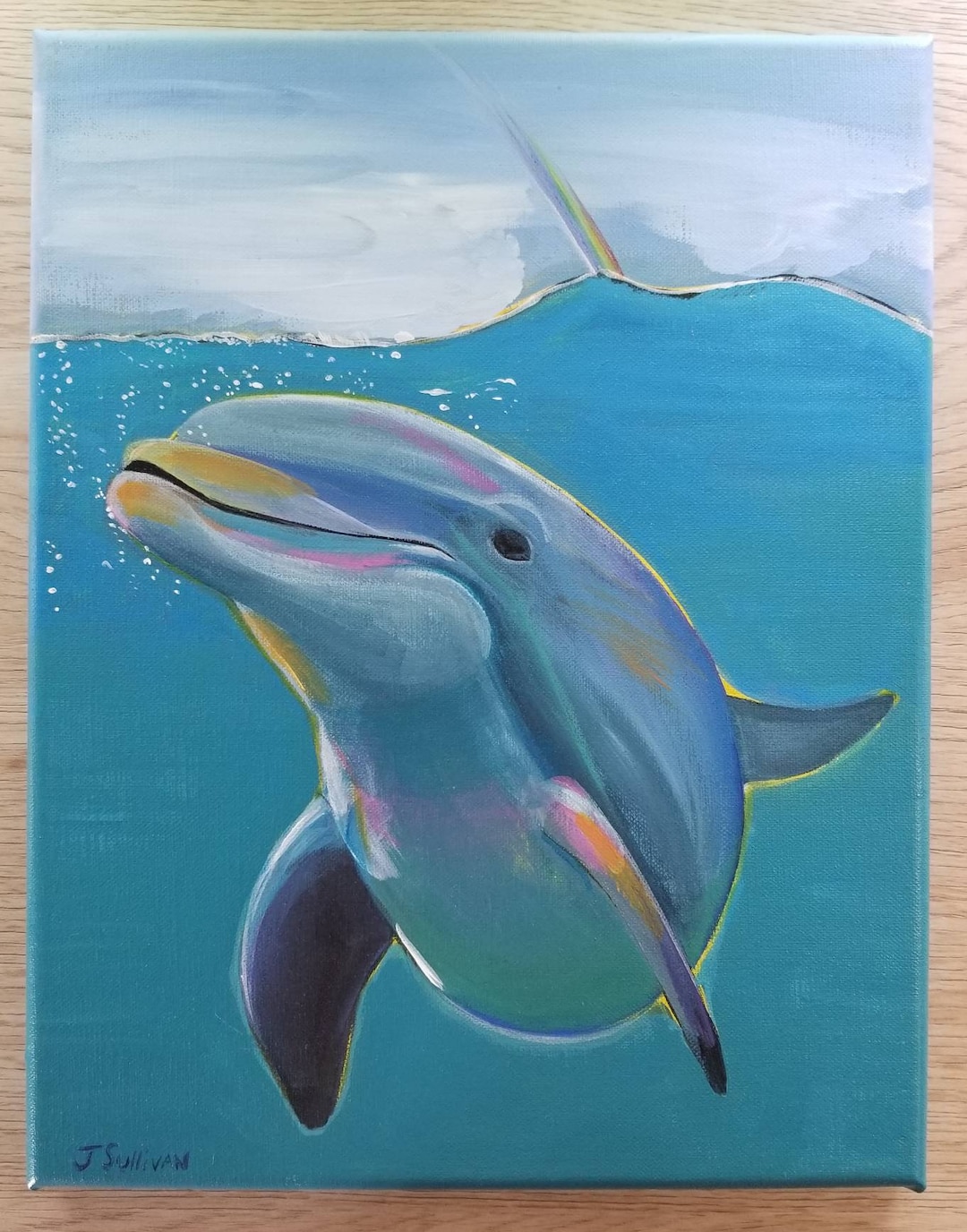 Original Dolphin Painting on Canvas: Marine Animal Art - Etsy