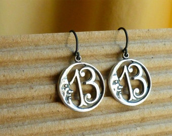 13 Moon Lucky Number Thirteen Earrings