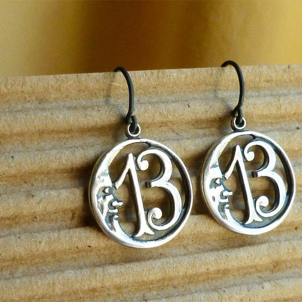 13 Moon Lucky Number Thirteen Earrings