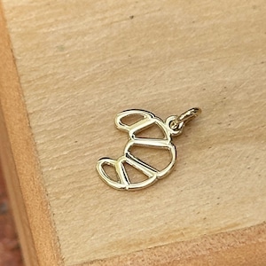 14KT Yellow Gold Outline Croissant Charm Pendant NEW Small Solid  11mm x 9mm