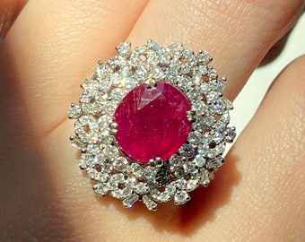 Estate Vintage Large 18KT White Gold Pave Diamond Round + Estate Vintage Large 18KT White Gold Pave Diamond Round +