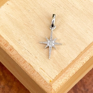 14KT White Gold Diamond North Star Small Pendant Charm