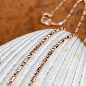 14KT ローズゴールド ダイヤモンドカット 1.15 MM ビーズボール 交互リンクチェーンネックレス 新品 様々な長さをご用意
