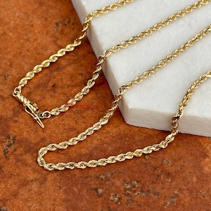 Estate Vintage 14KT Yellow Gold Solid Diamond-Cut Rope Chain 1.8mm 16”