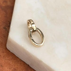 14KT gult guld oval länk tryck-in berlockhållare / koppling spänne förkortare förlängare hänge 14 mm