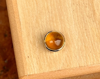 18KT Yellow Gold Round Cabochon Citrine Bezel Set Pendant Slide Small Size 7mm