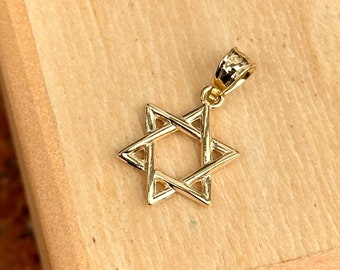 14KT Yellow Gold Solid Weaved Star of David Pendant Charm Charm 12mm Small Charm