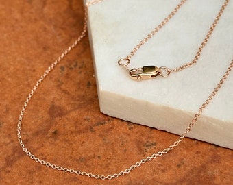 14KT Rose Gold 1MM Oval Cable Chain Link Necklace NEW 18" Length Lobster Clasp