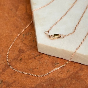 14KT Rose Gold 1MM Oval Cable Chain Link Necklace NEW 18&quot; Length Lobster Clasp