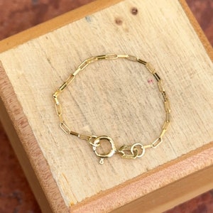 14KT Yellow Gold Paperclip  Link 3&quot; Necklace Extender/ Safety Chain NEW 2.1mm Spring Ring Clasp