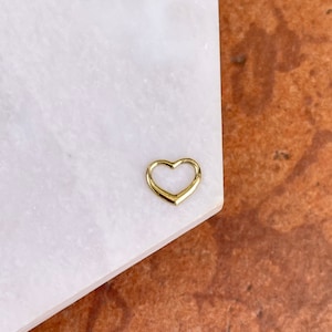 14KT Yellow Gold MINI Open Heart Pendant Chain Slide Charm NEW Tiny Size Solid