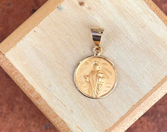 18KT Geel Goud St Jude Thaddeus Patroonheilige van Verloren Oorzaken/Hoop Ronde MINI Medaille Hanger NIEUW KLEIN 12mm