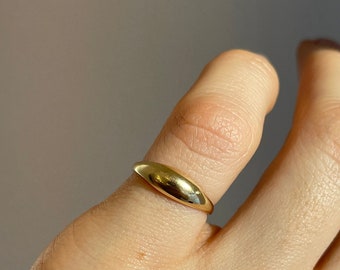 14KT Yellow Gold Domed Thin Stacking Band Pinky Ring NEW Size 3.5 Pinky Ring or Youth Ring