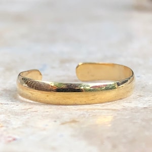 14KT Yellow Gold Band Toe Ring Adjustable One Size NEW Shiny Plain Thin Light