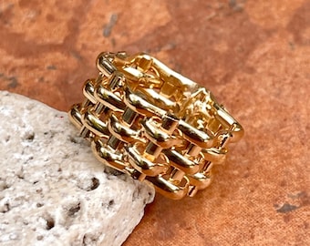 Sterling Silver Gold-Tone 5-Row Woven Thick Cigar Band Panther Ring NEW Various Sizes Available