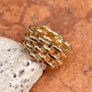 Sterling Silver Gold-Tone 5-Row Woven Thick Cigar Band Panther Ring NEW Various Sizes Available