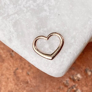 10KT or 14KT Rose Gold Shiny MINI Open Heart Pendant Chain Slide Charm NEW Tiny Size