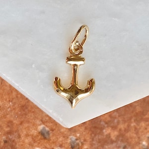 14KT Yellow Gold 3D Hollow Mini Anchor Pendant Charm NEW Symbol of Hope/ Good Luck