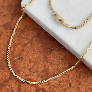 14KT Yellow Gold Solid 1.50mm Shiny Box Chain Necklace NEW Various Lengths Unisex