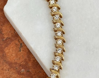 Art Deco 10K Solid Gold 417 Italy Yellow White Chain Linked Ring