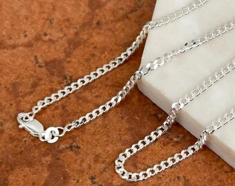 Sterling Silver 3mm Curb Link Chain Necklace NEW Various Lengths Available Unisex Design