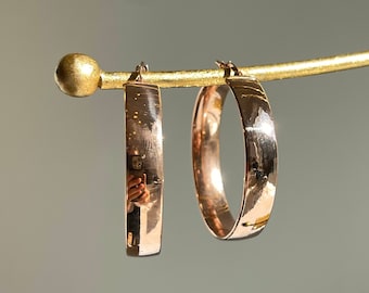 Örhängen i 14KT roséguld med glänsande rundade 7 mm rörformade runda ringar NYA 37 mm